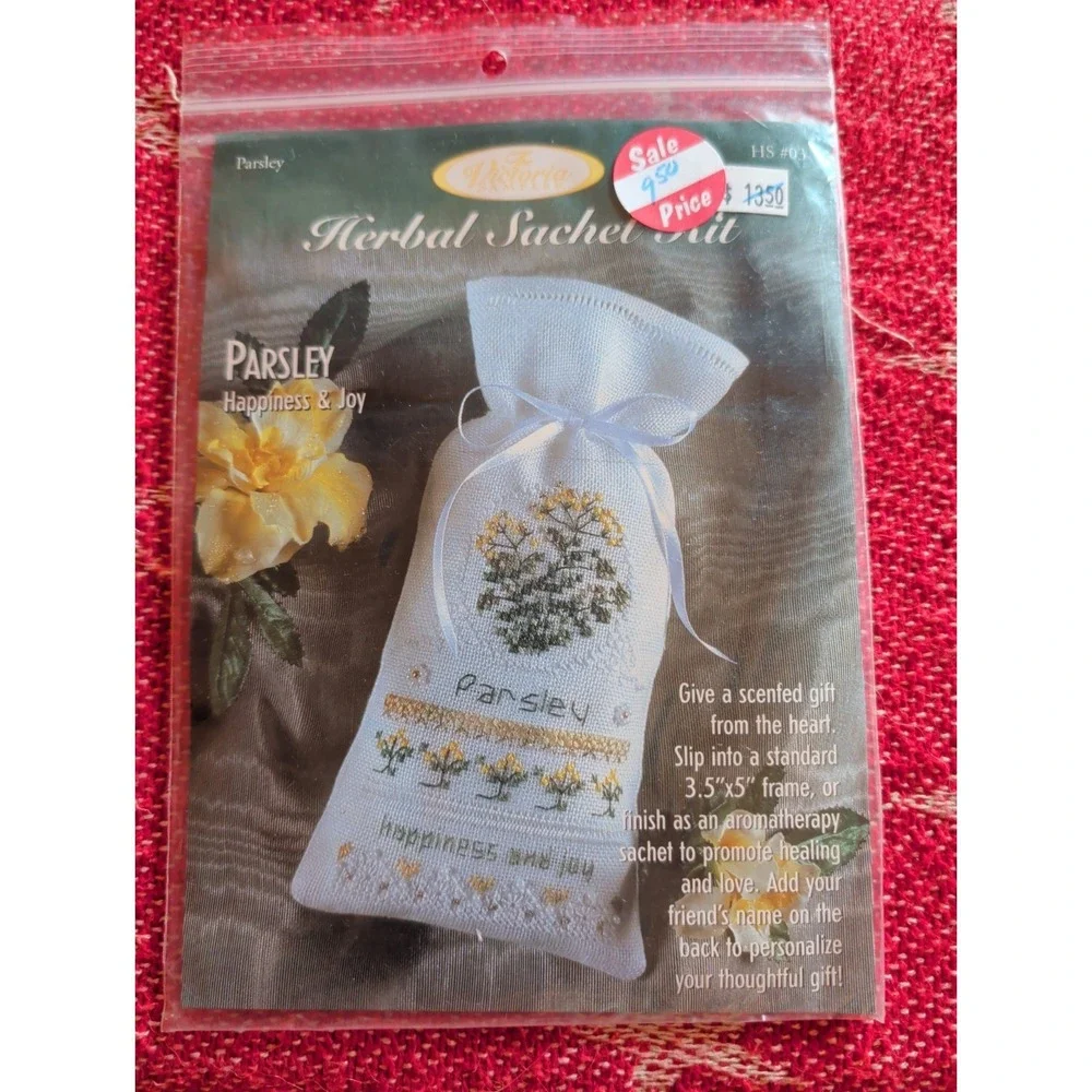 New Vintage The Victoria Sampler Herbal Sachet Parsley Finished Size 4.4 X 2.8